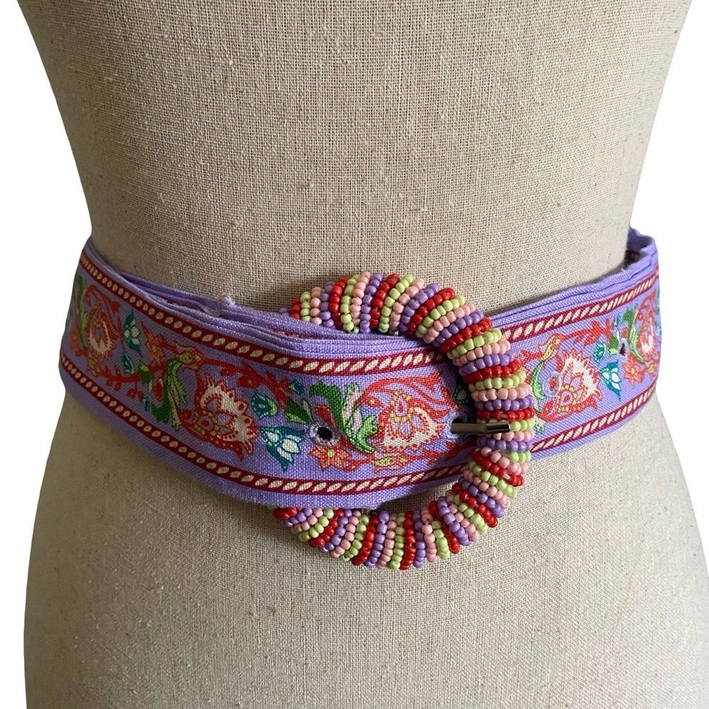 Fabric Belt With Beaded Buckle
